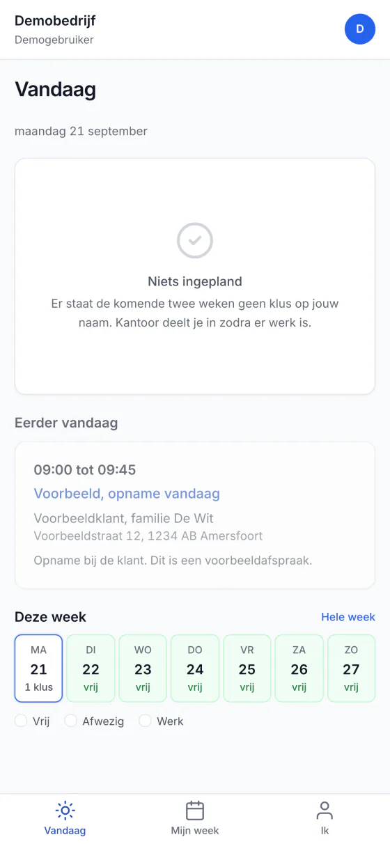 De werkbon op de telefoon